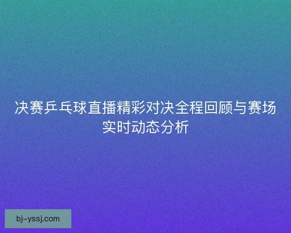 决赛乒乓球直播精彩对决全程回顾与赛场实时动态分析