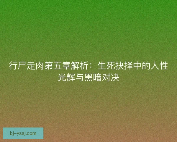行尸走肉第五章解析：生死抉择中的人性光辉与黑暗对决