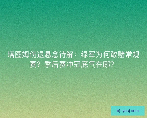 塔图姆伤退悬念待解：绿军为何敢赌常规赛？季后赛冲冠底气在哪？