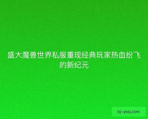 盛大魔兽世界私服重现经典玩家热血纷飞的新纪元