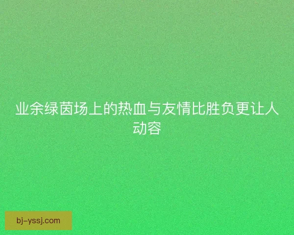 业余绿茵场上的热血与友情比胜负更让人动容